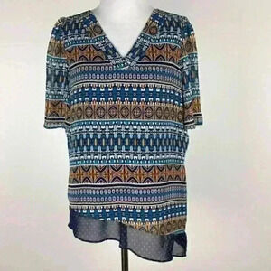Stylus top size S geometric asymmetrical v-neck